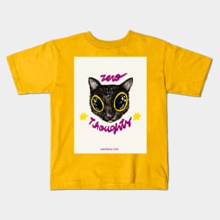 Zero Thoughts Meow Meow | Pink Lettering Version Kids T-Shirt